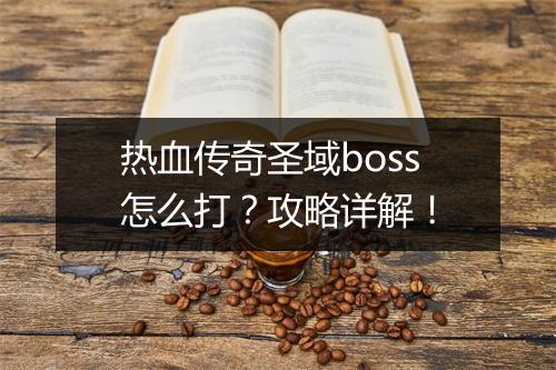 热血传奇圣域boss怎么打？攻略详解！