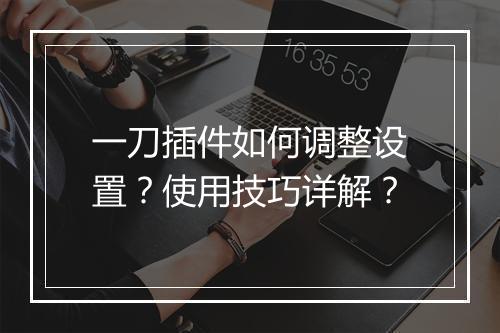 一刀插件如何调整设置？使用技巧详解？