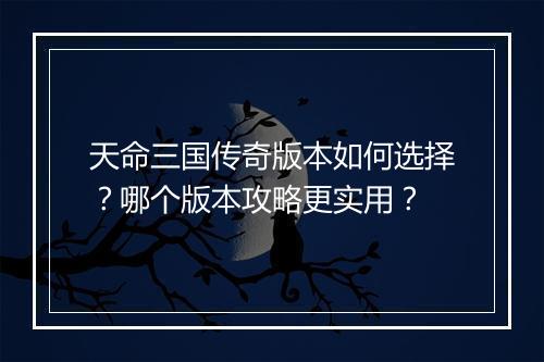 天命三国传奇版本如何选择？哪个版本攻略更实用？
