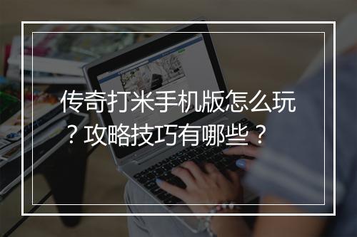 传奇打米手机版怎么玩？攻略技巧有哪些？