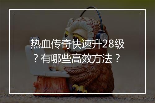 热血传奇快速升28级？有哪些高效方法？