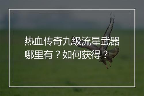 热血传奇九级流星武器哪里有？如何获得？