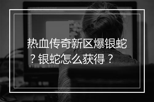 热血传奇新区爆银蛇？银蛇怎么获得？
