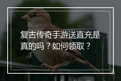 复古传奇手游送直充是真的吗？如何领取？
