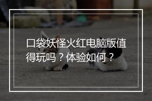 口袋妖怪火红电脑版值得玩吗？体验如何？