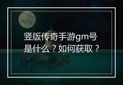 竖版传奇手游gm号是什么?如何获取?