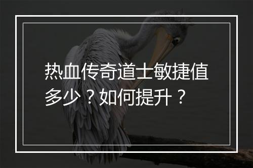 热血传奇道士敏捷值多少？如何提升？