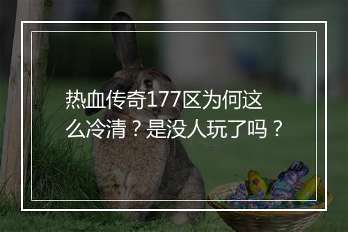 热血传奇177区为何这么冷清？是没人玩了吗？