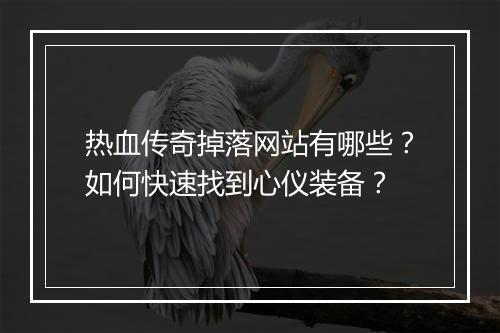热血传奇掉落网站有哪些？如何快速找到心仪装备？