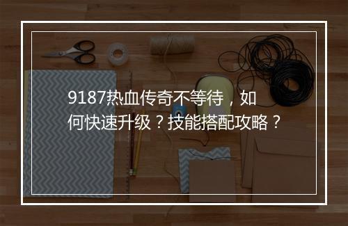 9187热血传奇不等待，如何快速升级？技能搭配攻略？
