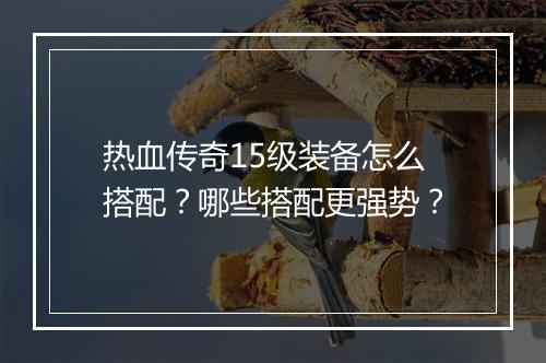 热血传奇15级装备怎么搭配？哪些搭配更强势？
