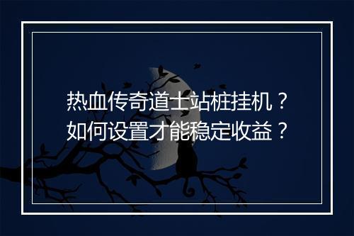 热血传奇道士站桩挂机？如何设置才能稳定收益？