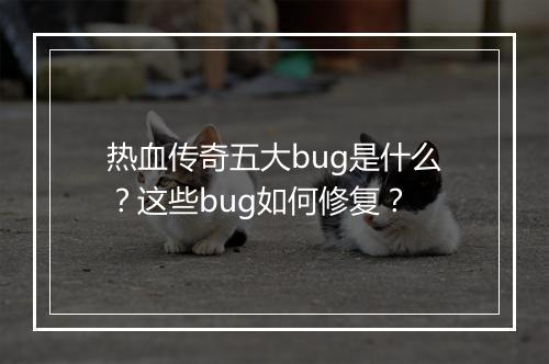 热血传奇五大bug是什么？这些bug如何修复？