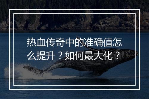 热血传奇中的准确值怎么提升？如何最大化？