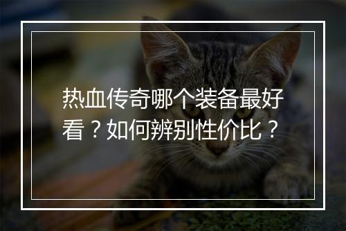 热血传奇哪个装备最好看？如何辨别性价比？
