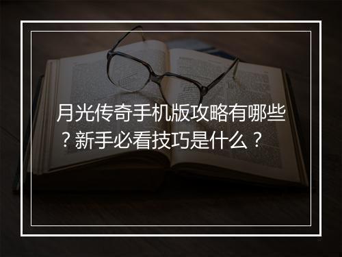 月光传奇手机版攻略有哪些？新手必看技巧是什么？