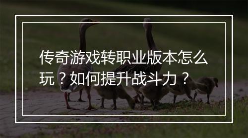 传奇游戏转职业版本怎么玩？如何提升战斗力？