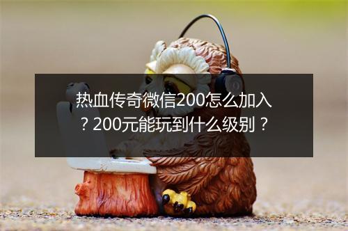 热血传奇微信200怎么加入？200元能玩到什么级别？