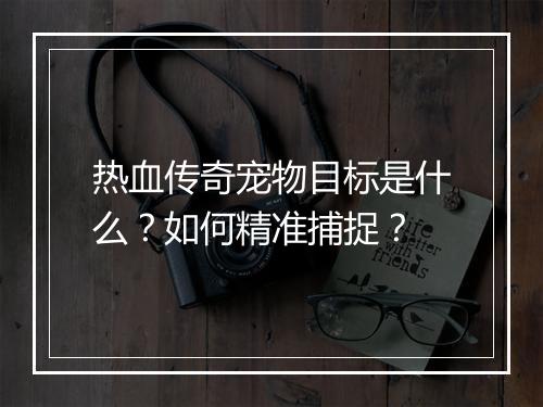 热血传奇宠物目标是什么？如何精准捕捉？