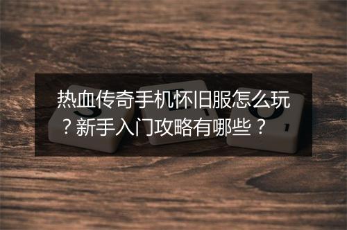 热血传奇手机怀旧服怎么玩？新手入门攻略有哪些？