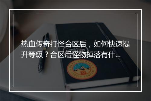 热血传奇打怪合区后，如何快速提升等级？合区后怪物掉落有什么变化？