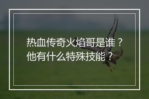 热血传奇火焰哥是谁？他有什么特殊技能？