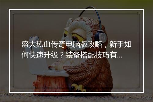 盛大热血传奇电脑版攻略，新手如何快速升级？装备搭配技巧有哪些？