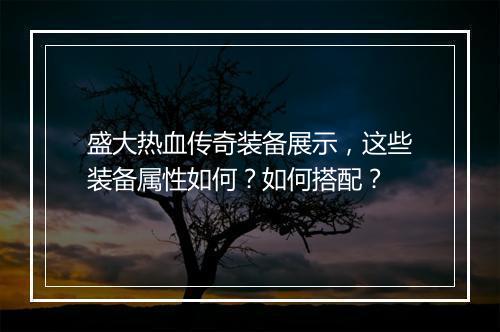 盛大热血传奇装备展示,这些装备属性如何?如何搭配?