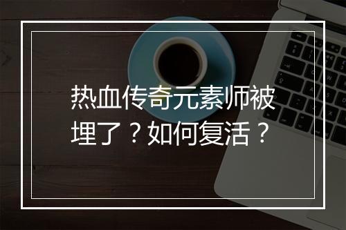 热血传奇元素师被埋了？如何复活？