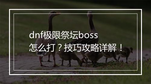 dnf极限祭坛boss怎么打？技巧攻略详解！