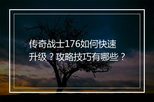 传奇战士176如何快速升级？攻略技巧有哪些？