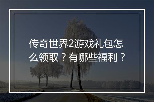 传奇世界2游戏礼包怎么领取？有哪些福利？