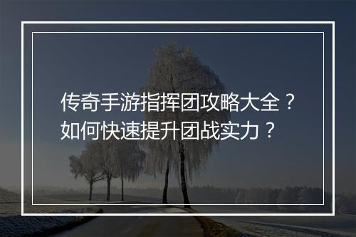 传奇手游指挥团攻略大全？如何快速提升团战实力？