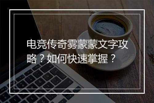 电竞传奇雾蒙蒙文字攻略？如何快速掌握？