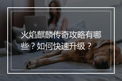 火焰麒麟传奇攻略有哪些？如何快速升级？