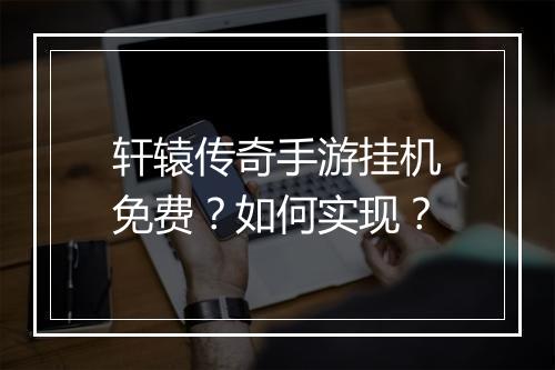 轩辕传奇手游挂机免费？如何实现？