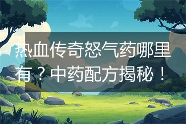 热血传奇怒气药哪里有？中药配方揭秘！