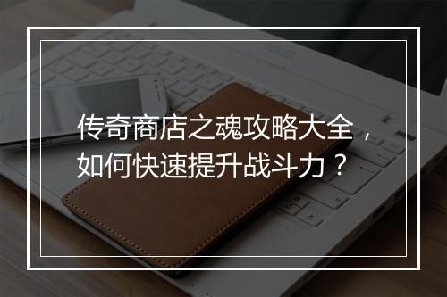 传奇商店之魂攻略大全，如何快速提升战斗力？
