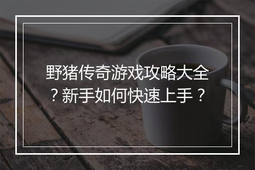 野猪传奇游戏攻略大全？新手如何快速上手？