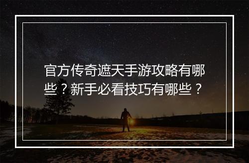 官方传奇遮天手游攻略有哪些？新手必看技巧有哪些？