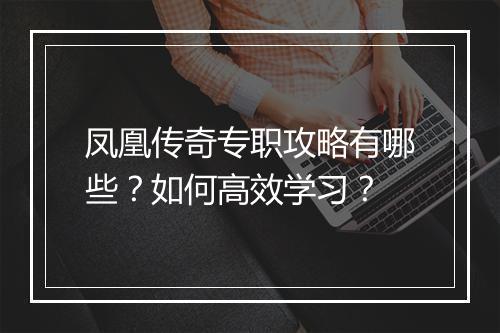 凤凰传奇专职攻略有哪些？如何高效学习？