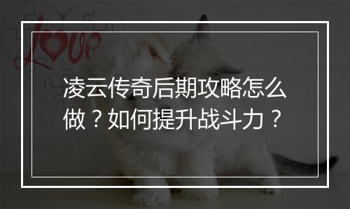 凌云传奇后期攻略怎么做？如何提升战斗力？