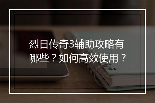 烈日传奇3辅助攻略有哪些？如何高效使用？