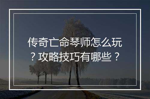 传奇亡命琴师怎么玩？攻略技巧有哪些？