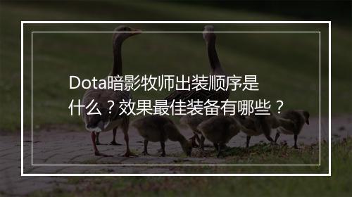 Dota暗影牧师出装顺序是什么？效果最佳装备有哪些？