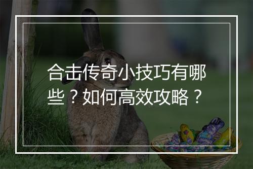 合击传奇小技巧有哪些？如何高效攻略？
