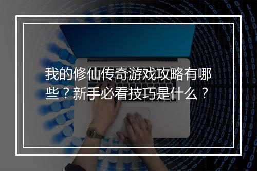 我的修仙传奇游戏攻略有哪些？新手必看技巧是什么？