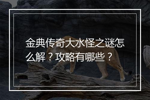 金典传奇大水怪之谜怎么解？攻略有哪些？
