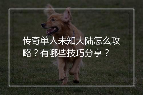 传奇单人未知大陆怎么攻略？有哪些技巧分享？