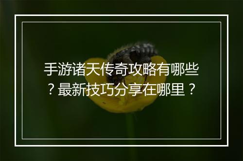 手游诸天传奇攻略有哪些？最新技巧分享在哪里？